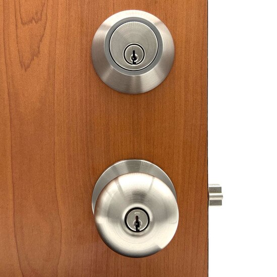 Ultra Flat Ball Entry Lock & Deadbolt Combo | MFS Supply - Outside of Door